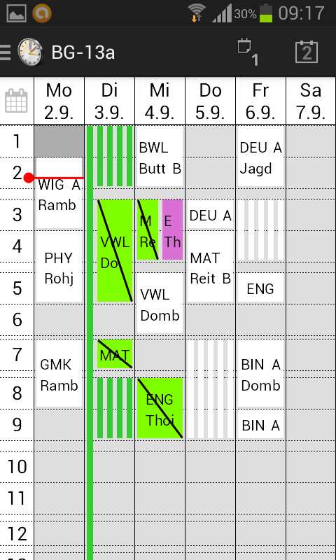 Stundenplanansicht